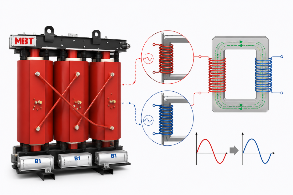 Working principle of a cast resin transformer